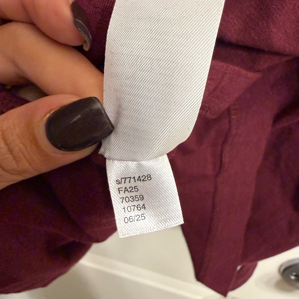 LOFT Heather Tie-Waist Long Sleeve Mini Dress, Plum S NWOT - Picture 13 of 13